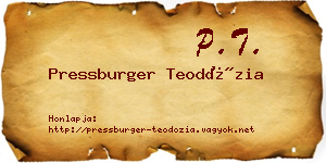 Pressburger Teodózia névjegykártya
